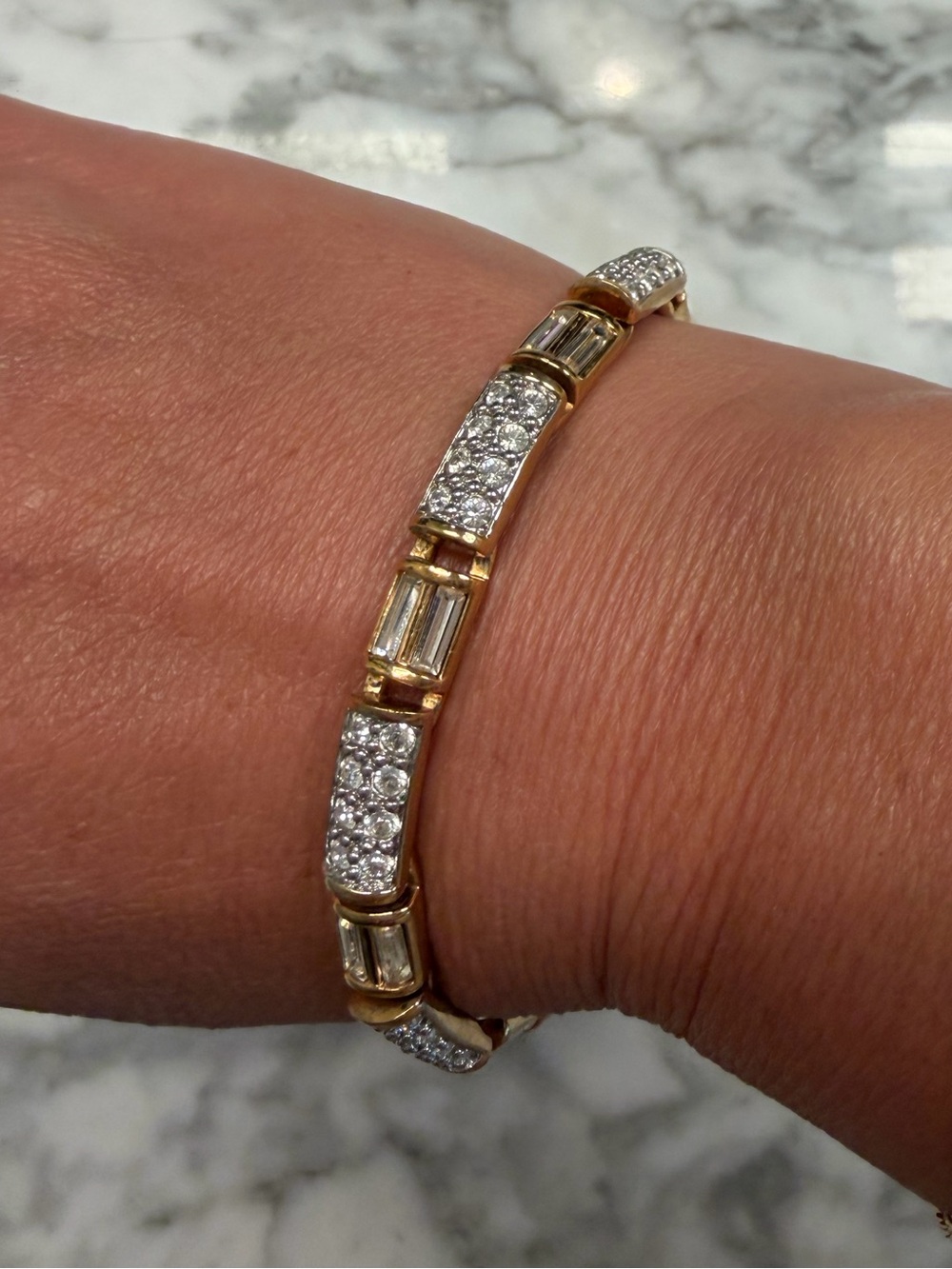 Swarovski Gold-Tone Crystal Baguette Bracelet